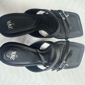 Zara Black Women's Sandals with Embellished Straps
